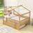 Full Size Wooden House Bed With Twin Trundle-724354574