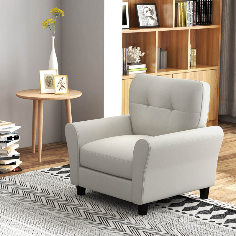  Fauteuil d'appoint de style Mid-Century rembourré 2 pièces avec pieds en bois d'hévéa 2 pièces