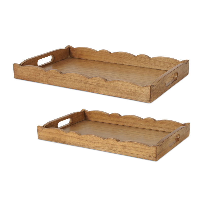 Plateau en bois festonné (ensemble de 2)