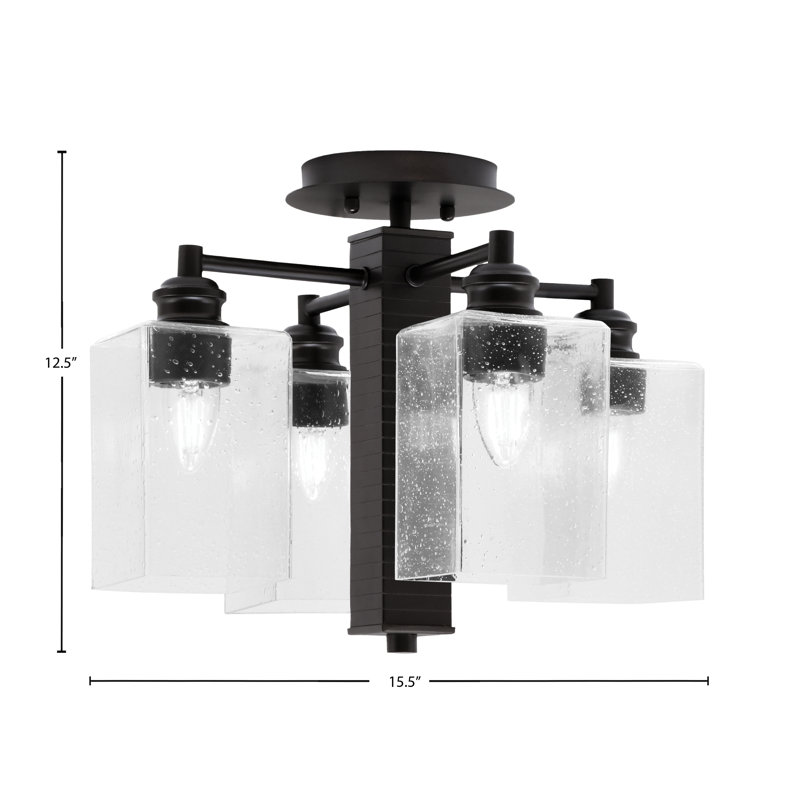 Plafonnier semi-encastré 4 lumières Edge, Espresso, Clair