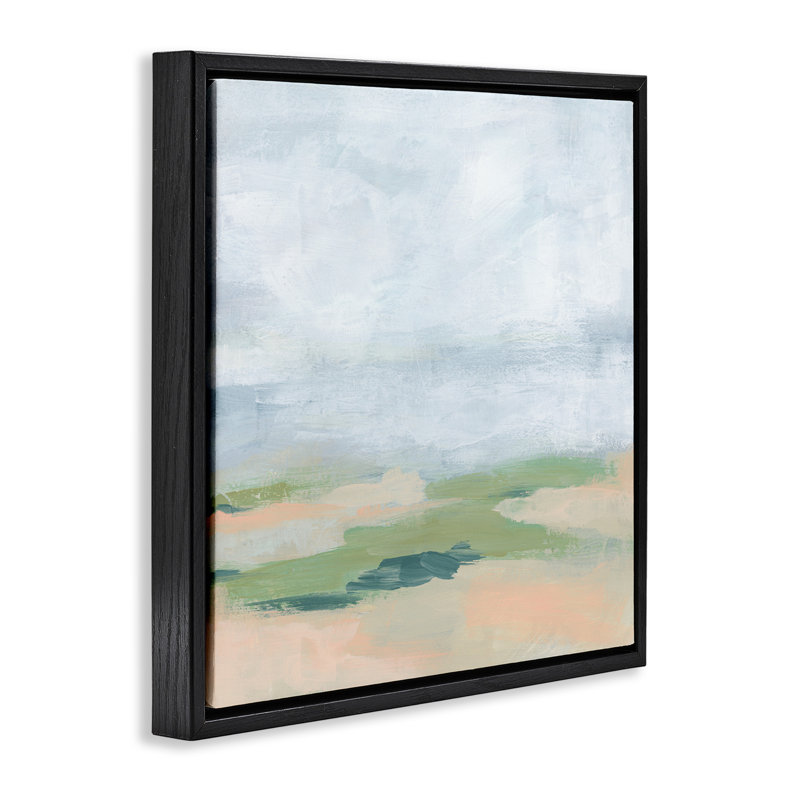 Paysage abstrait, H 18 po x l 18 po, Cadre flottant noir de jais