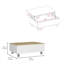 Table basse à plateau relevable blanc doux avec rangement dissimulé, conception rectangulaire compacte pour les salons