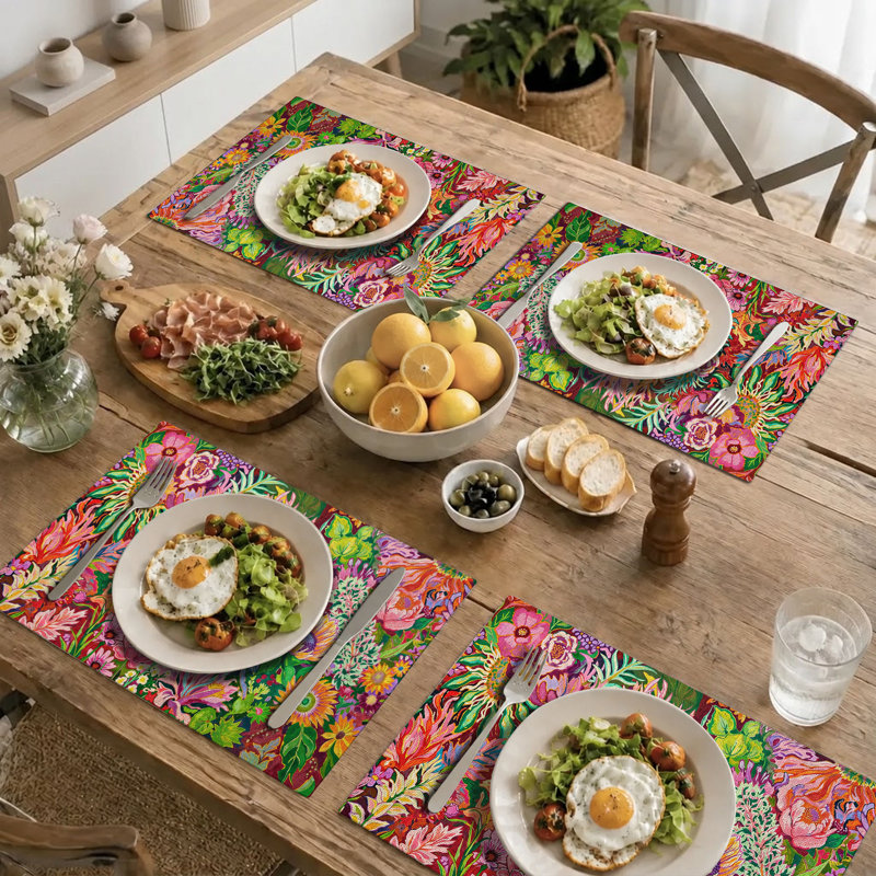 4-Piece Polyester Rectangle Dining Table Placemat