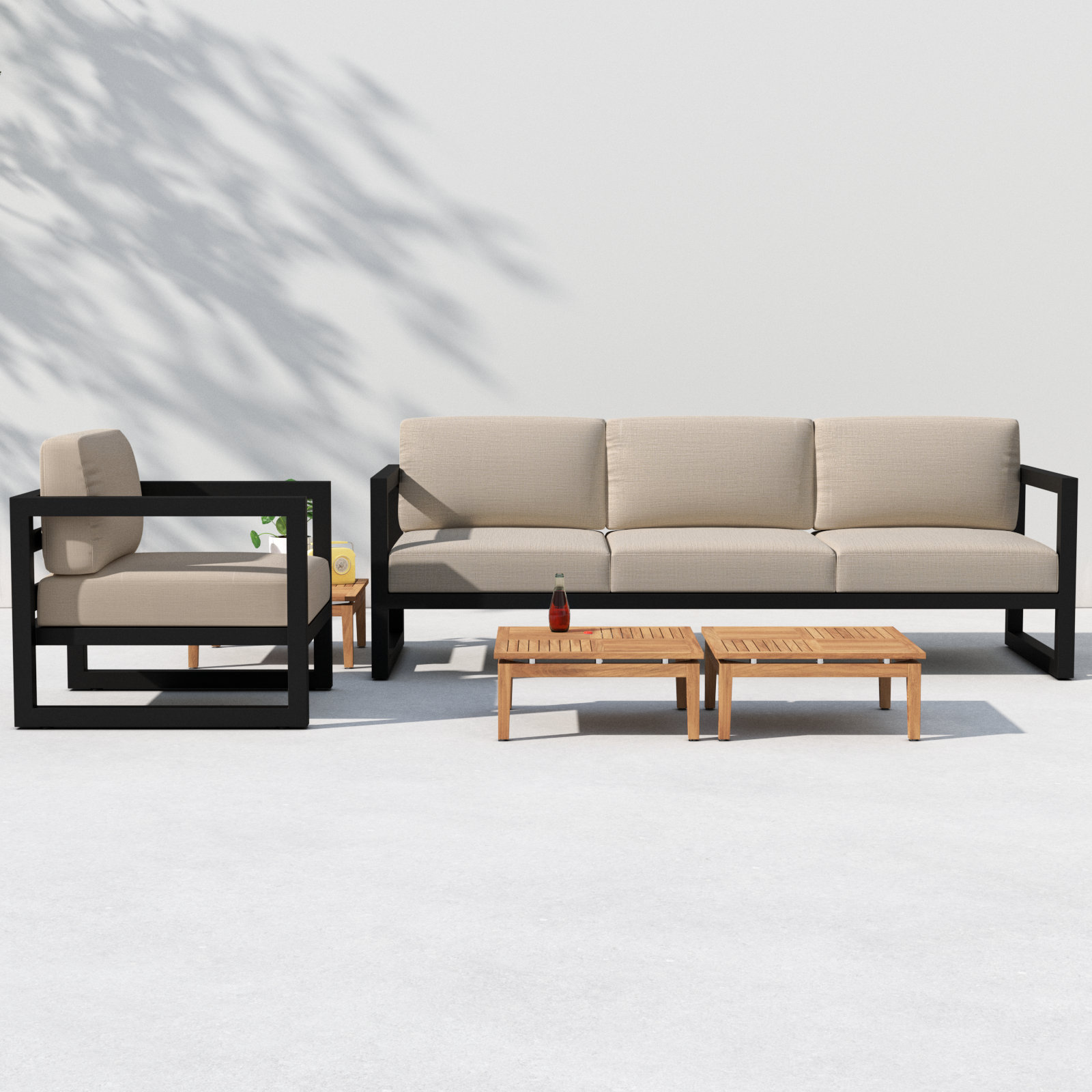 Smith 4-Person Patio Seating Group, Canvas Charcoal, Black