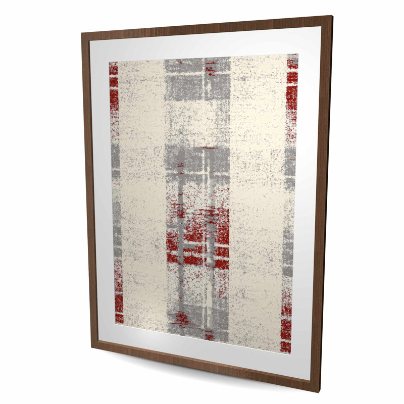 Grunge Red Pattern - Gray Framed Matted Print for Home Decor