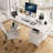 47.3"Office Desk With Power Outlet,2 Monitor Stands,2 Drawers,Side Pocket,Easy To Assemble,Frame Stability Reversible,Use