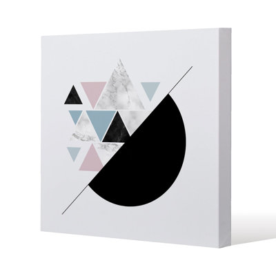 Triangles & Semi Circle Pattern Slim Style Canvas Print , 15mm Slim Real wood.