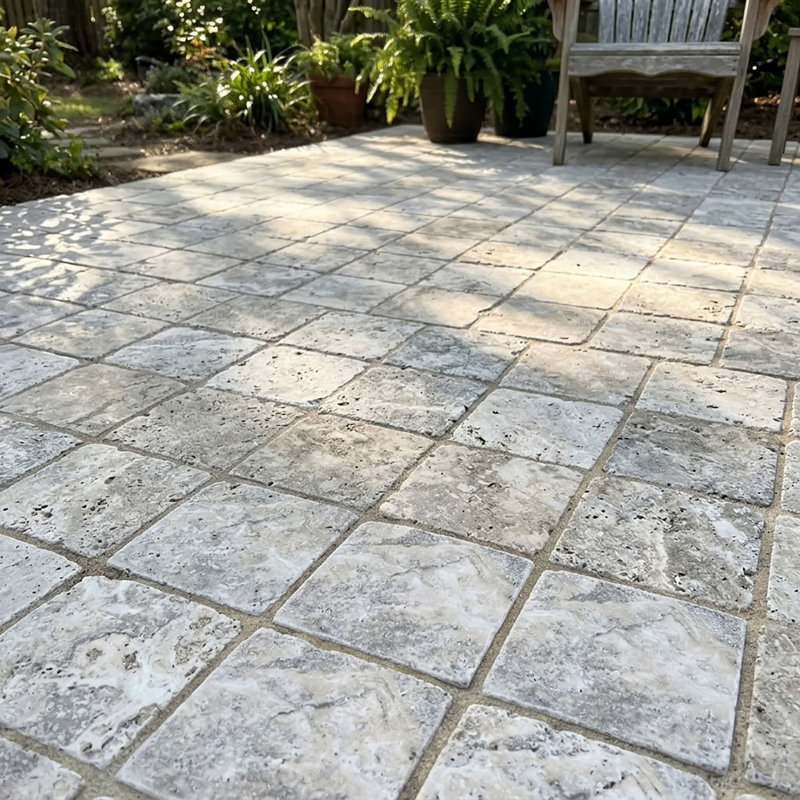 Silver Tumbled 4x4 Travertine Tile, Gray