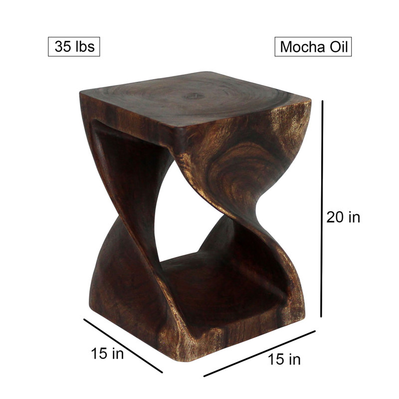 Table de bout en bois massif Channen, H 20 po x l 15 po x P 15 po, Bois brun foncé