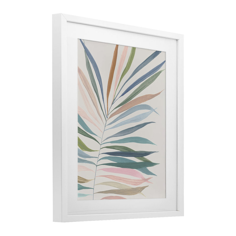 «Tropical Harmony Palms», reproduction sous verre encadrée, conception par Hannah Dawson, H 21 po x l 17 po