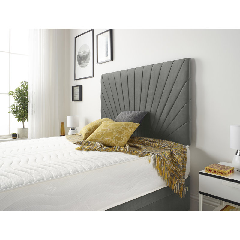 SantaMonica Etheral Linen Fabric Divan Base and Headboard with Optional Drawers, Double (4'6), Grey, No Drawer