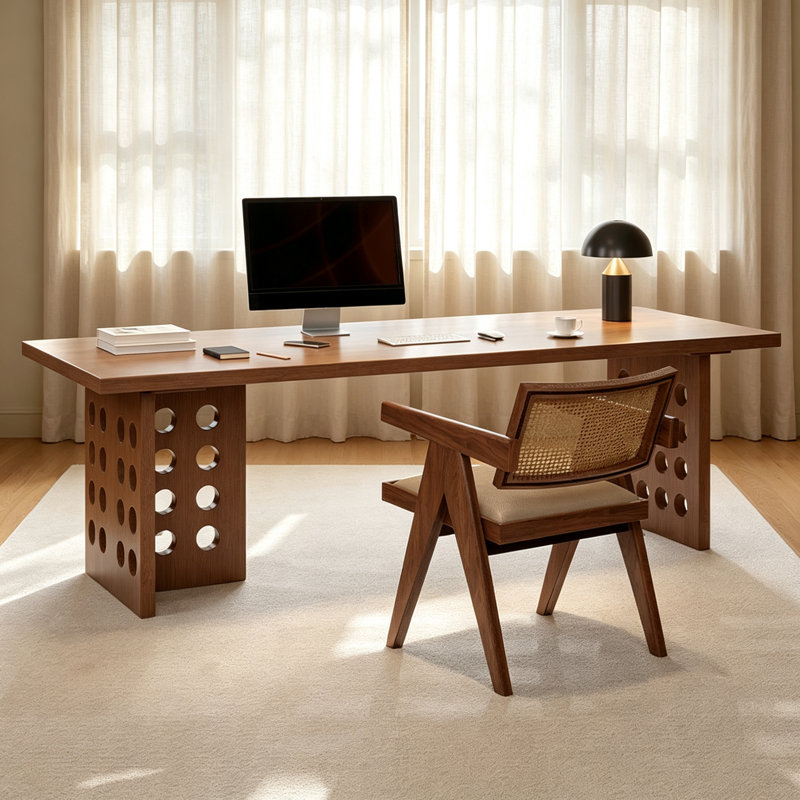 bureau simple et moderne en bois massif, H 29,52 po x l 62,99 po x P 31,49 po