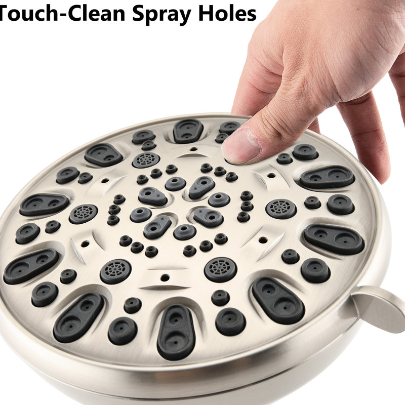High Brushed Nickel 4.72" Shower Head - 6 Modes, , 1.8 Gpm Flow, Quick Install Process Clog-, Gpm, Easy To Mount