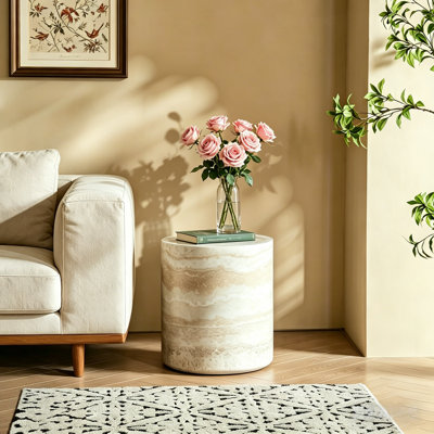 Multi-Functional Round Accent Table - Use as End Table, Nightstand or Small Coffee Table, Easy-Clean Surface