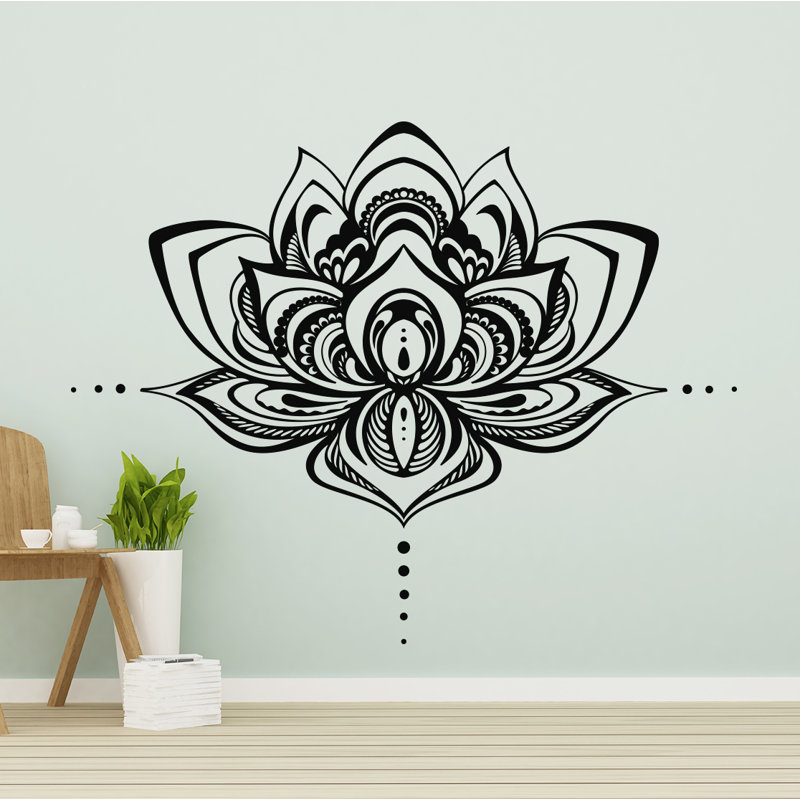 Adhésif décoratif fleur de lotus, Noir, 28 po x 36 po