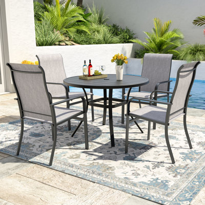 4 - Person Metal 41" Round Patio Dining Table Set