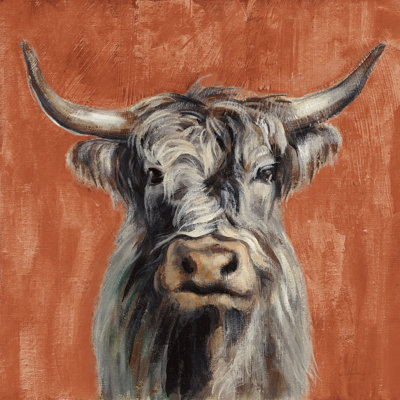 «Highland Cow on Terracotta» par Silvia Vassileva, reproduction d'art sur toile tendue