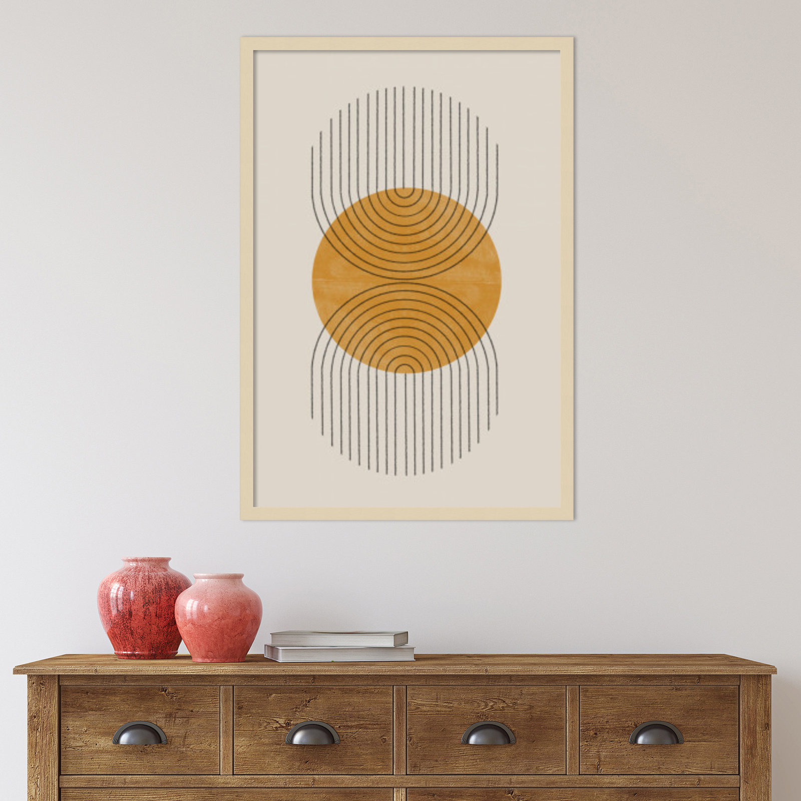 Perfect Point Yellow by The MIUUS STUDIO, Brown Framed, 33" H x 23" W x 1" D