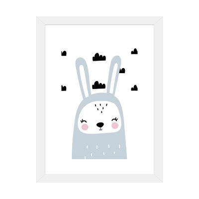 «Bunny Blue with Clouds Scandi», reproduction d'impression