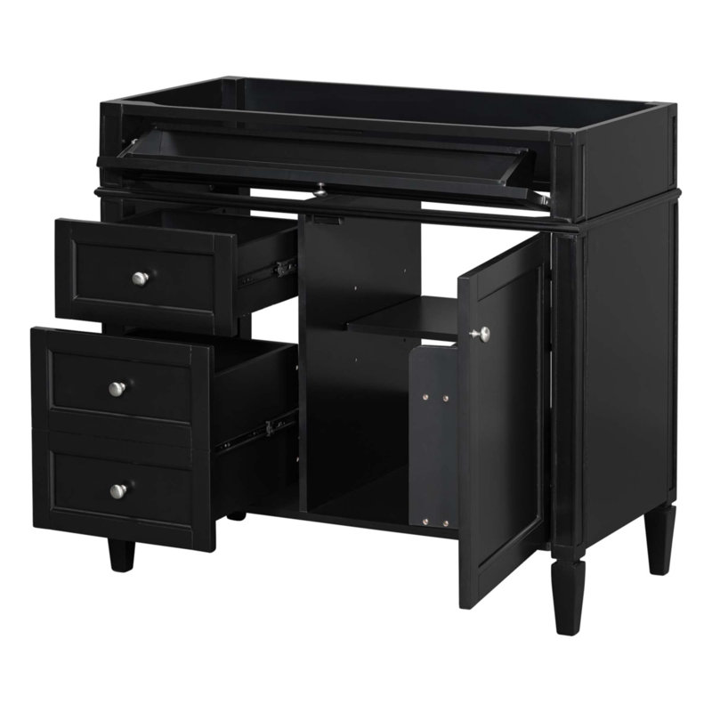 36'' Bathroom Vanity Without Top Sink, Modern Bathroom Storage Cabinet With 2 Drawers And A Tip-Out Drawer, Solid Wood Frame (Not Include Basin Sink)