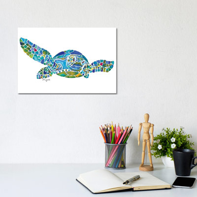 Sea Turtle II - Blue by Jo Lynch - Wrapped Canvas Gallery-Wrapped Canvas Giclée