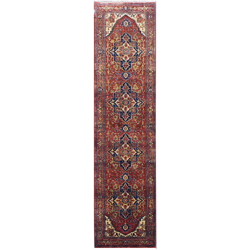 Elegant Hand Knotted Wool Oriental Area Rug in Red, Rectangle 9' x 12'