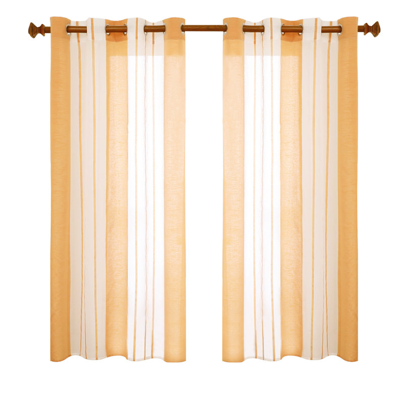 Dearious Sheer Curtain Pair, Width 140 x Drop 138 cm, Yellow Brown