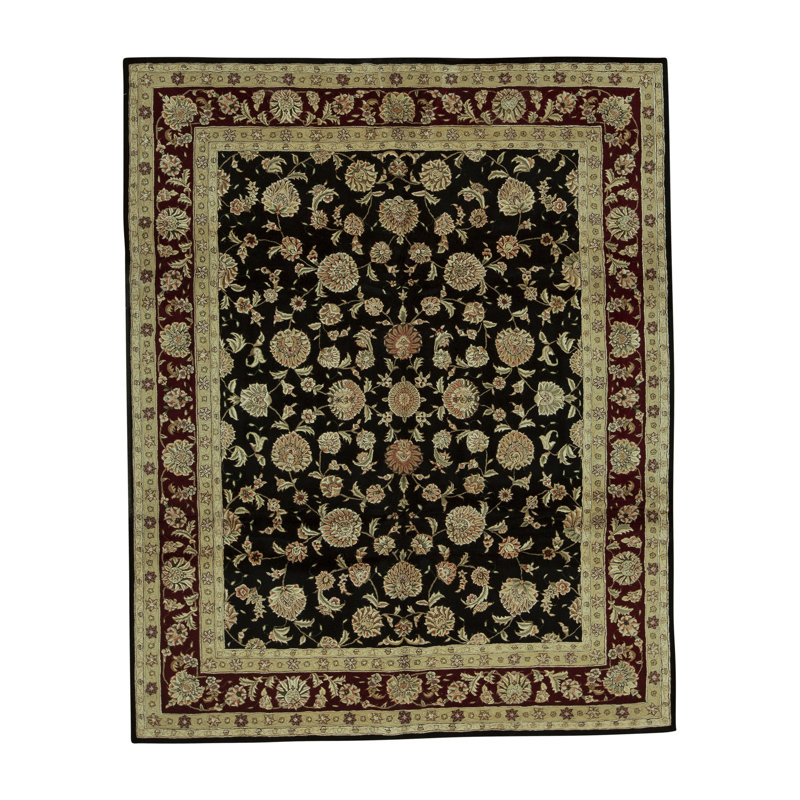 Hand-Knotted High-Quality Yellow, Orange, and Black Area Rug