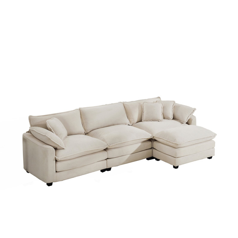 Canapé modulaire à assise profonde et canapé modulaire à 3 places avec repose-pieds, Beige