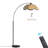 67" Rattan Arched Floor Lamp With Remote Control, Dimmable Bulb Included