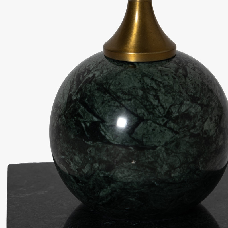 Laura Round Top Marble Drink Table Luxury Style Pedestal Base Space Saving End Table for Living Room Areas, Green