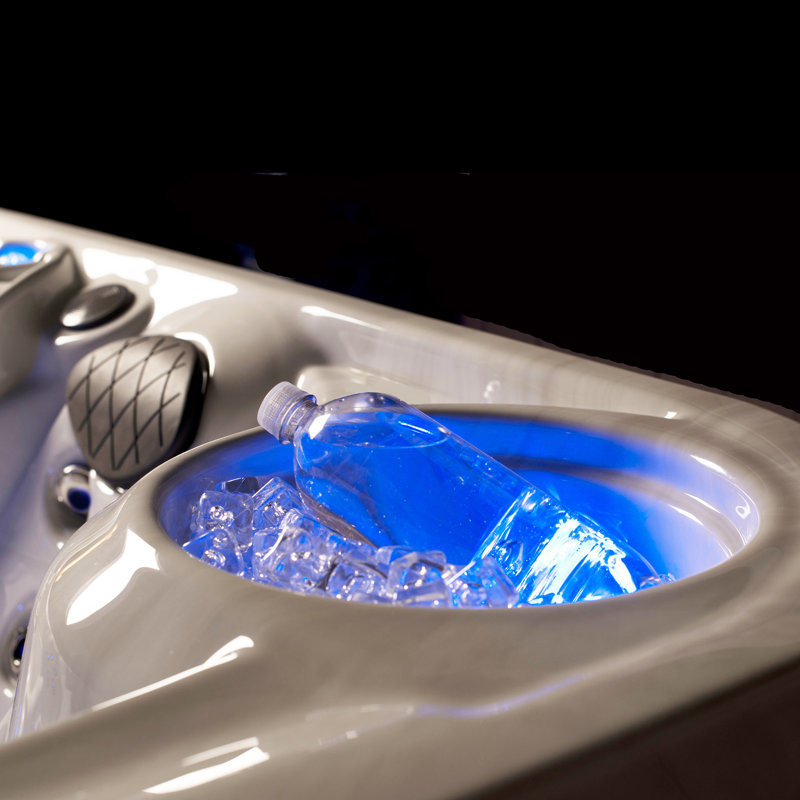 Amplified 100-Jet 6-Person Square Brown and White Hot Tub