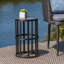 Table d'appoint en céramique avec support en fer pour cadre de patio gris, espaces extérieurs appropriés