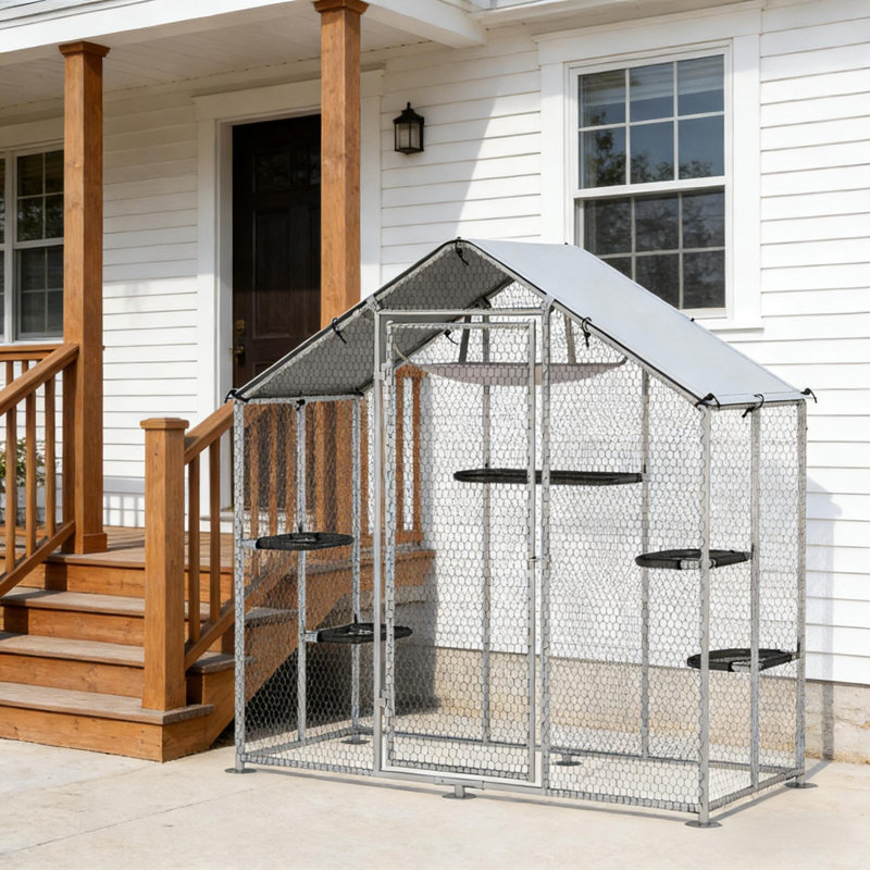Cage pour animaux de compagnie, cage de patio pour chat sans rendez-vous, grande cage d'extérieur pour chat