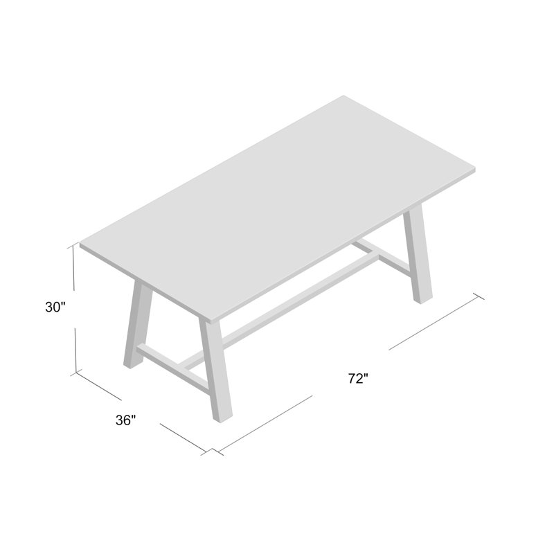 Midtown Solid Wood Breakroom Table, Gray, 30" H x 72" L x 36" W