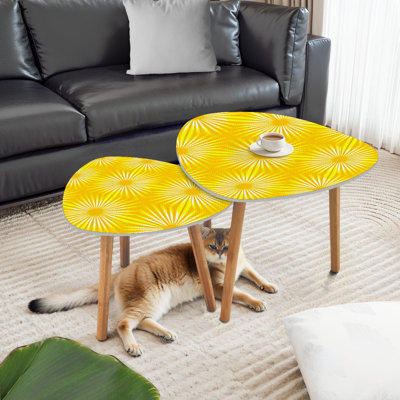 Triangle Nesting Coffee Table Set of 2 Sunshine End Table Modern Minimalist Side Table Set for Living Room Bedroom by George Oliver