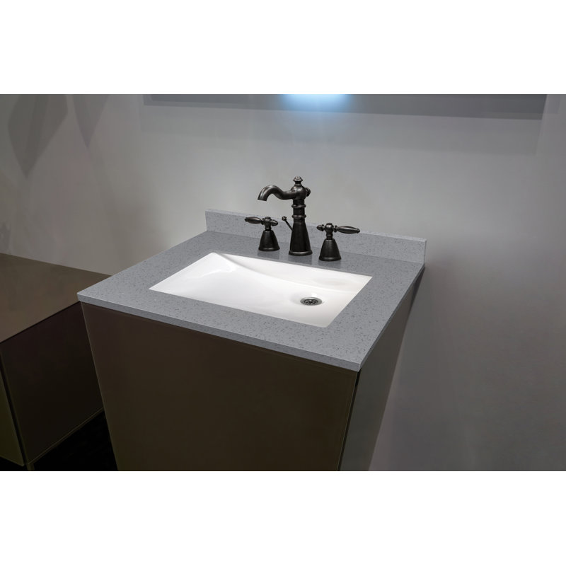 31 in. Sparkling Gray Marble Vanity Top with White Rectangular Sink