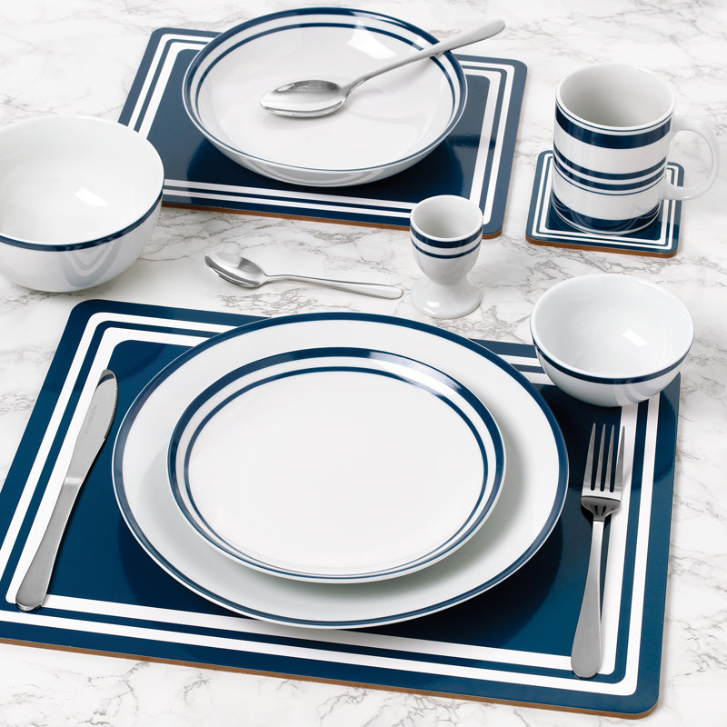 Waterside 80pc Blue Bistro Porcelain & Cutlery Combo Dinner Set