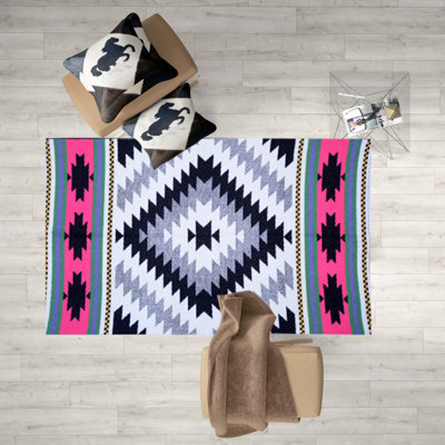 Burton Rectangle 120 cm x 175 cm Geometric Hand Woven Kilim Area Rug