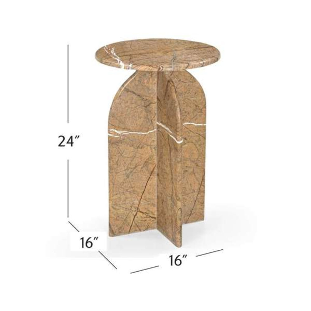 Aquitaine 16" Genuine Marble End Table, Amber
