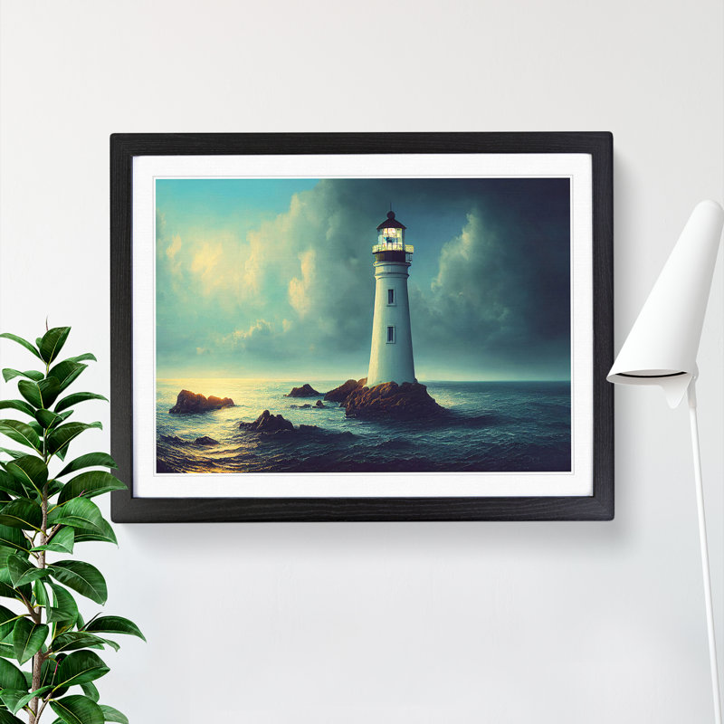 Mesmerising Lighthouse - Single Picture Frame Print, Black Framed, 46cm H x 64cm W x 2cm D