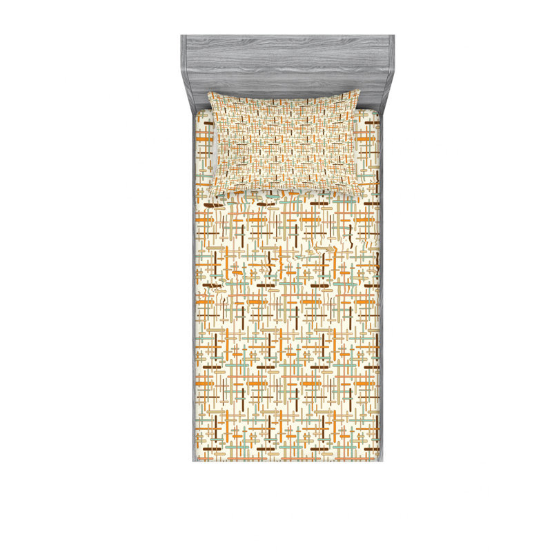 Ensemble de draps à motif géométrique, Ensemble de draps pour lit simple avec drap-housse