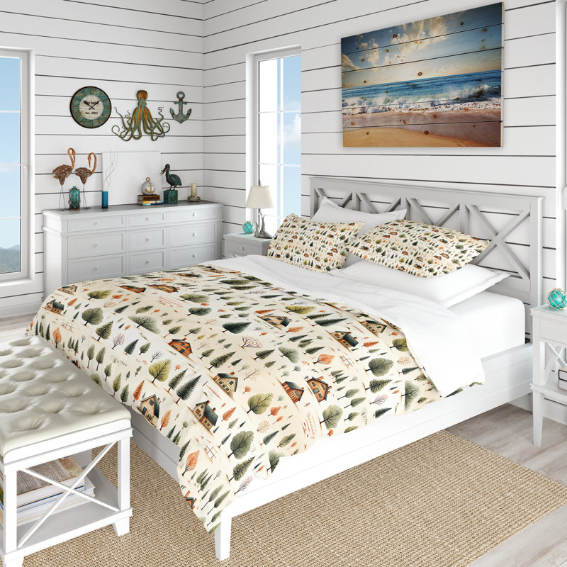 Ensemble de housse de couette Cozy Cabin Countryside - Botanical, Housse de couette simple + 1 taie décorative stan