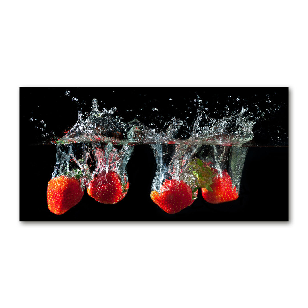 Erdbeeren unter Wasser - Kunstdrucke auf Leinwand - Wrapped Canvas