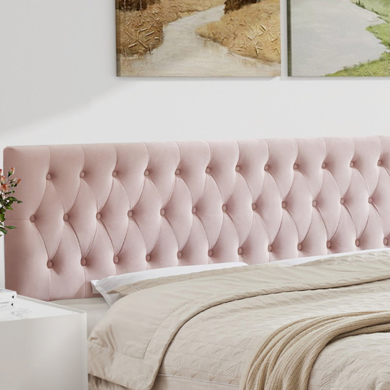 Tête de lit tapissier Aveigha, Grand, Pink Velvet