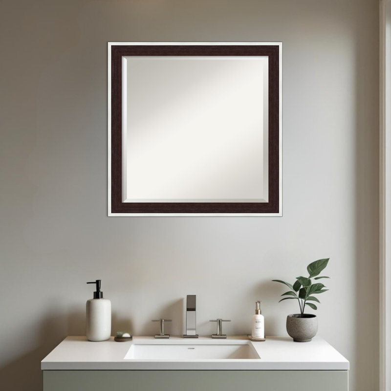 Miroir mural de salle de bain Maya, 23,25 po x 23,25 po, Argent espresso