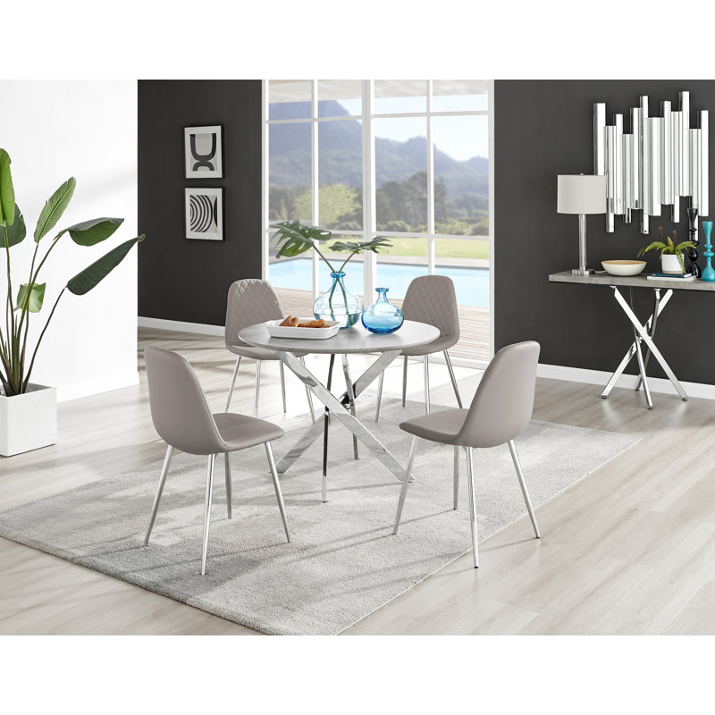 4 - Person Dining Set, Cappuccino/Silver