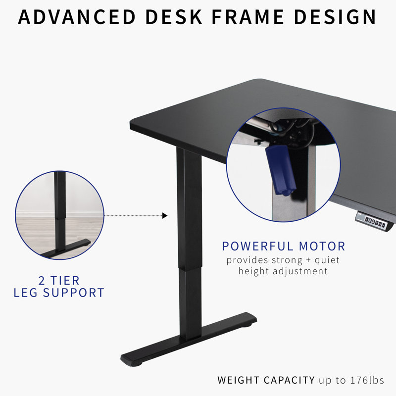 Luxe Electric White 60" Adjustable Standing Desk with Memory Presets