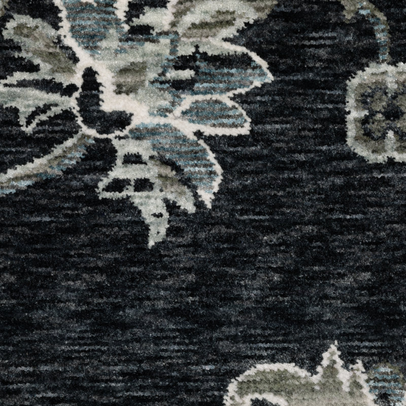 Tapis oriental bleu / ivoire Eidan, Rectangle 5 pi 3 po x 7 pi 9 po