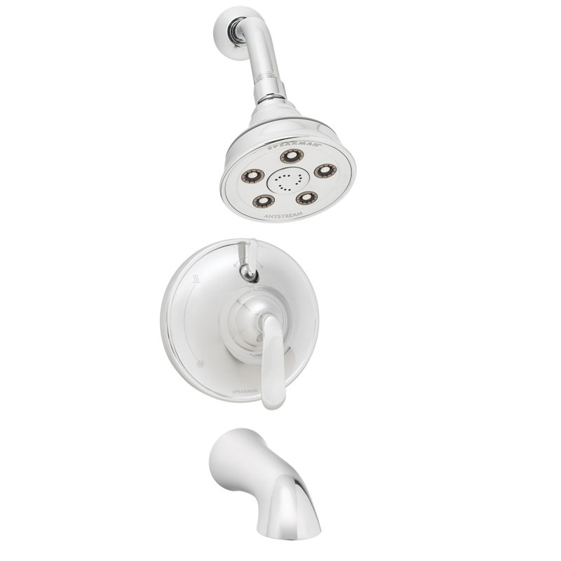 Caspian Temperature Control Tub and Shower Faucet, Polished Chrome